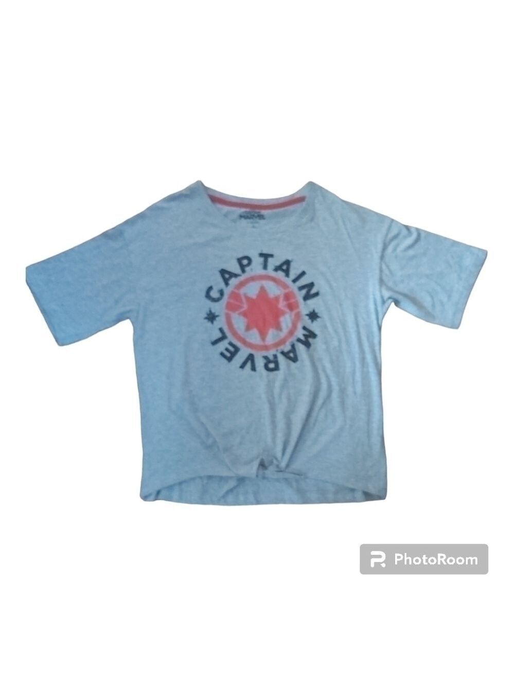 Nwot Women Marvel Captain Marvel Gray Cotton  Blend Graphic T-Shirt - Size Large